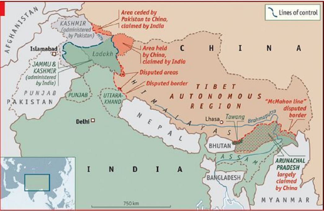 lac linija stvarne kontrole kina indija china india line of actual control Pradesh